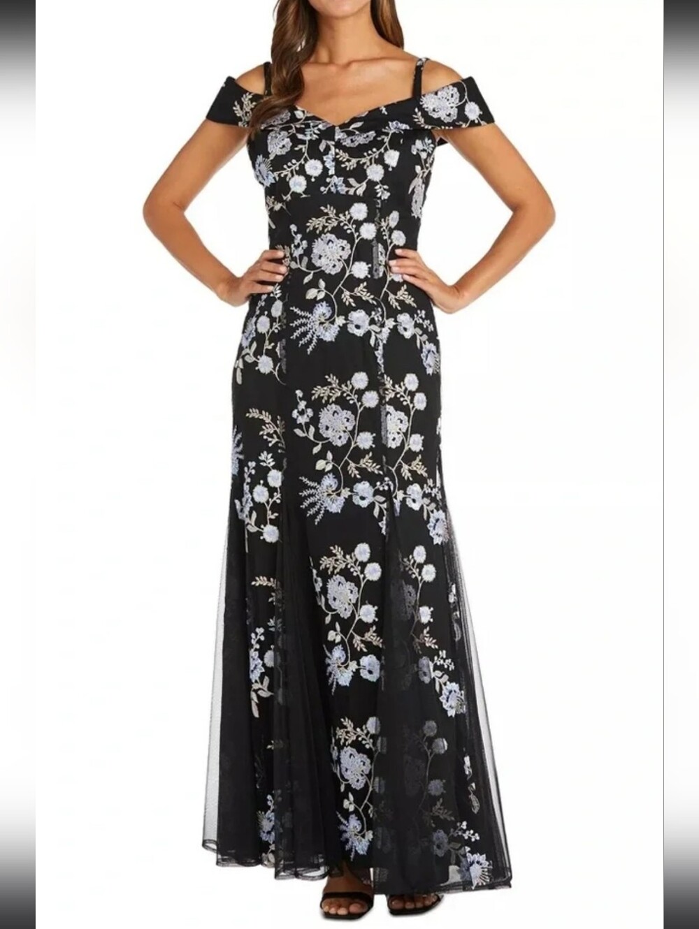 NWT R&M Richards Size 16 Floral Embroidered Formal Dress - Picture 1 of 6